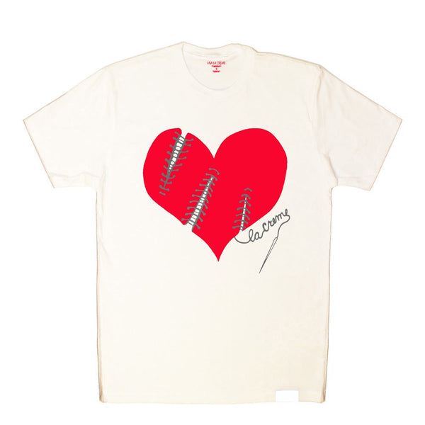 Reflective Broken Heart Shirt In White (Red/Grey)